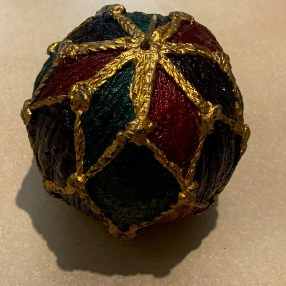 Vintage Decorative Gold Rope Ball Candle Christmas red green blue 3.5x3.5 - Picture 3 of 6